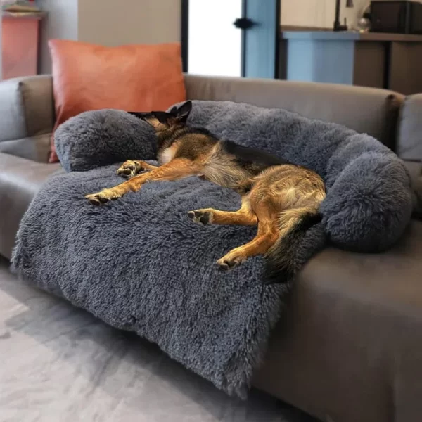 FluffyPlushDogPad 600x600 - Large Plush Dog Sofa Bed Couch Protector